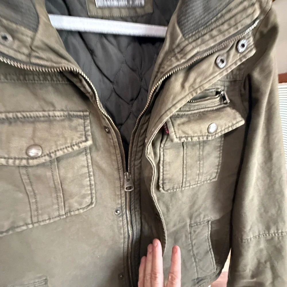 Levi's Field Jacket Military Canvas Coat Small Olive‎ Green Quilted